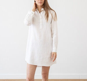 Alma ivory 100% Linen pure boho Night Shirt Size Medium A009435